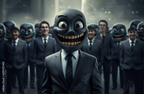 Unveil the deceptive smile of a cunning scammer, portrayed in a three dimensional cartoon image, showcasing their unscrupulous presence within the business realm. Generative AI.