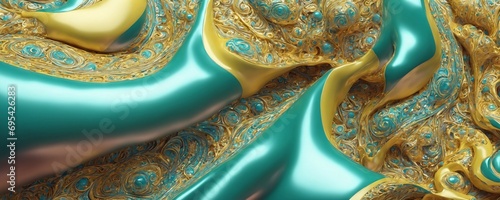 a beautiful gold and turquoise background with a swirly pattern