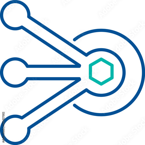 Power distribution diagram, business process organization symbol. Delegation of responsibilities and distribution of tasks. Simple linear color icon isolated on white background