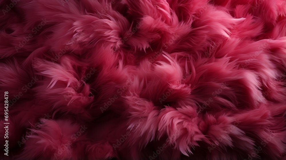A vibrant magenta scarf adorned with soft pink fur creates a playful and luxurious accessory