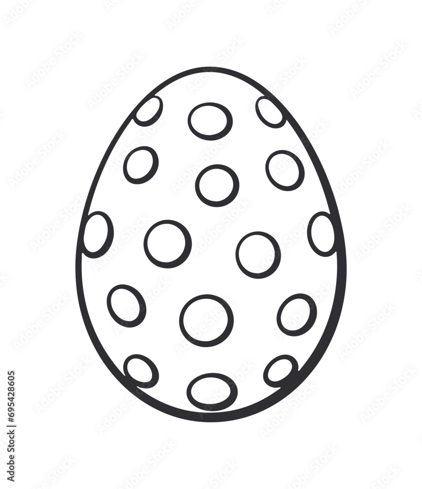 Easter egg with dotted pattern. Vector illustration. Hand drawn Doodle. Design element Isolated on white background. Simple outline drawing in sketch style Easter egg with dotted pattern. Vector illustration. Hand drawn Doodle. Design element Isolated on white background. Simple outline drawing in sketch style