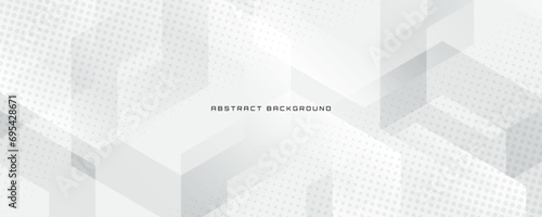 White geometric abstract background overlap layer on bright space with hexagonal effect decoration. Modern graphic design element lines style concept for banner, flyer, card, cover, or brochure