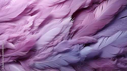 Vibrant hues of pink and purple dance in an abstract masterpiece, showcasing the delicate beauty of feathers up close