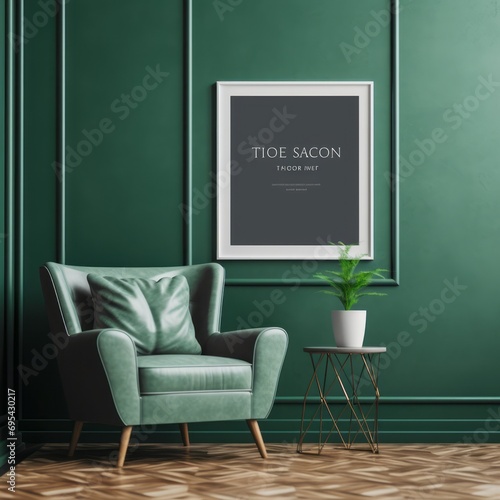 Deep Green Modern Interior Wall Art Frame Poster Mockup Instagram Post.