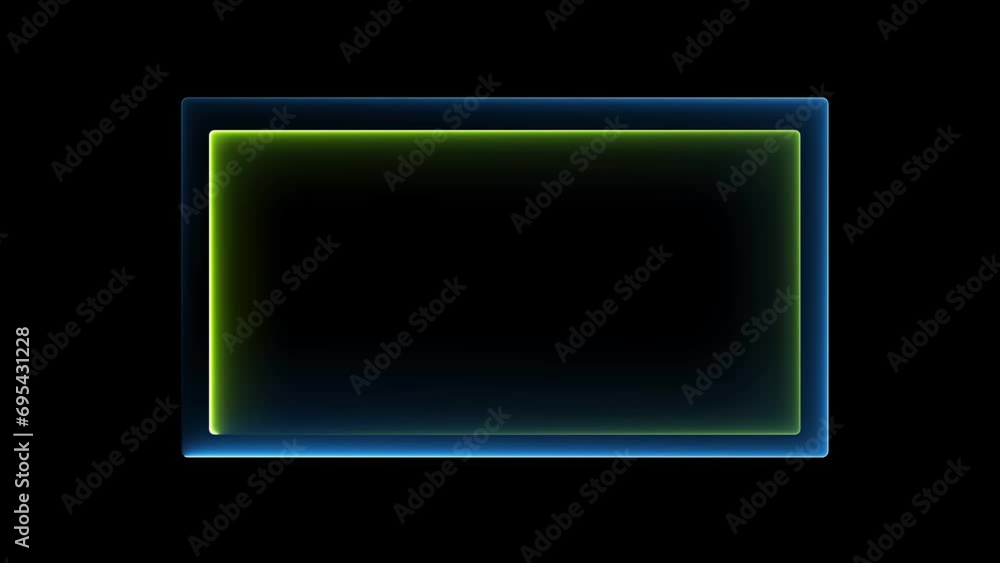 Seamless loop neon light rectangle frame border animated on black background Seamless loop neon light rectangle frame border animated on black background