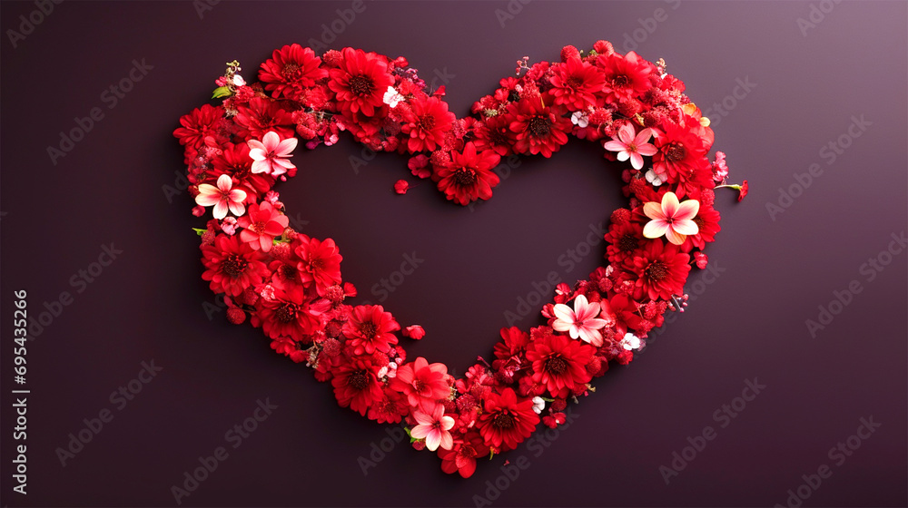 Heart made of roses background with copy text space - ai generative Heart made of roses background with copy text space - ai generative