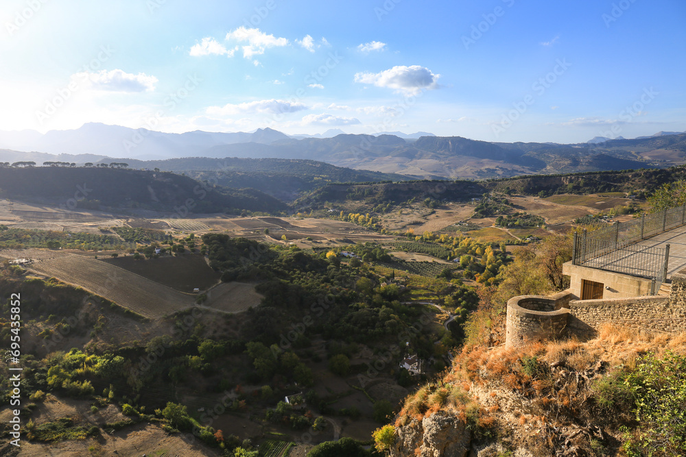 Landscape of the valley and the countryside of Ronda city