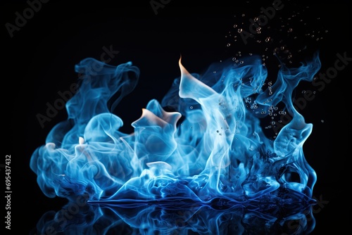 blue fire on isolated black background