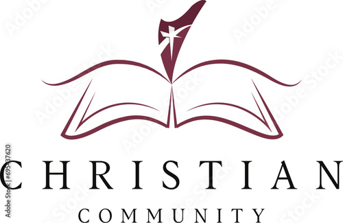  Cross logo design vector or logo for christian church Line art church / christian logo design Premium Vector