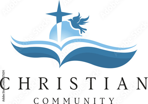  Cross logo design vector or logo for christian church Line art church / christian logo design Premium Vector