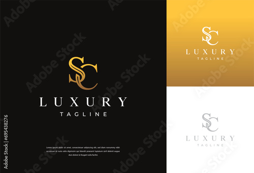 Letter S C logo design. creative minimal monochrome monogram symbol. Universal elegant vector emblem. Premium business logotype.
