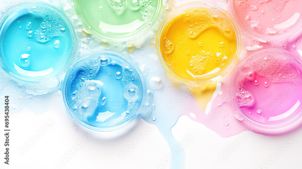 Colorful jars of face cream isolated on white background. Top view
Colorful jars of face cream isolated on white background. Top view