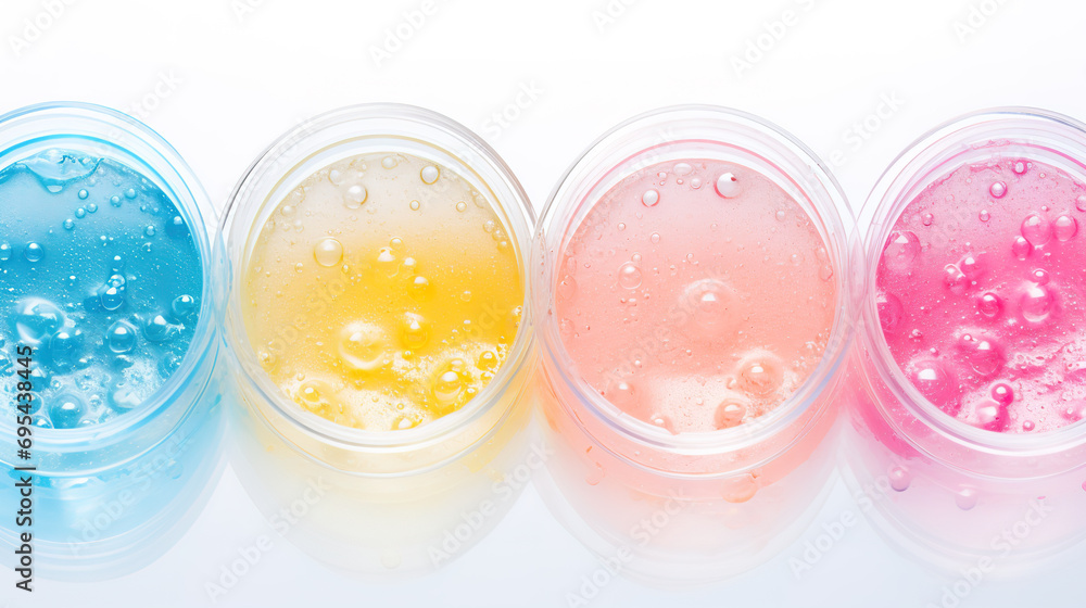 Colorful jars of face cream isolated on white background. Top view
Colorful jars of face cream isolated on white background. Top view