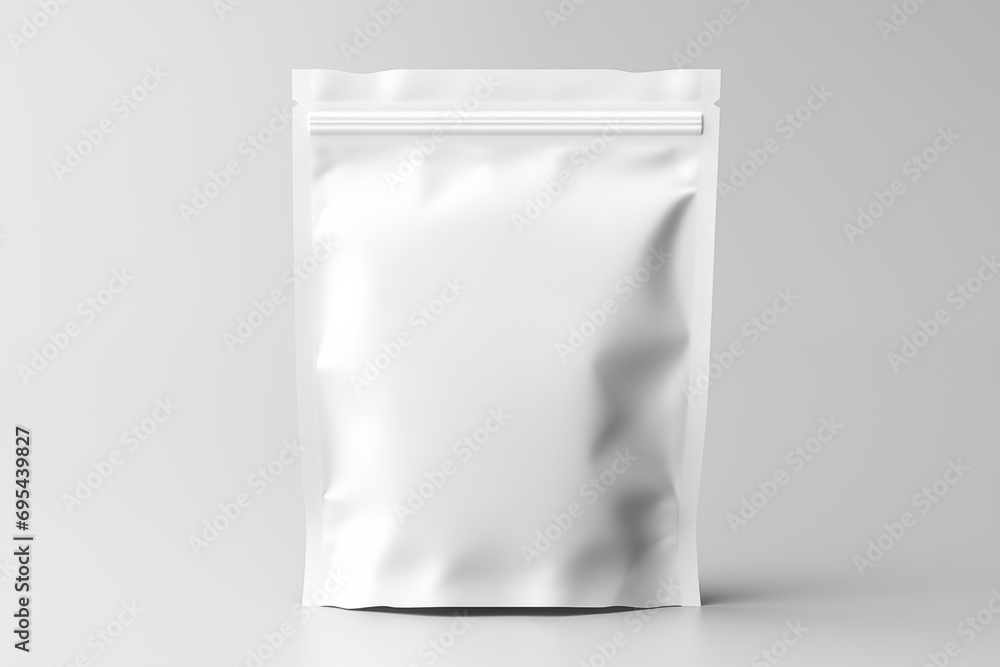 white ziplock mockup on white background. Generative AI white ziplock mockup on white background. Generative AI