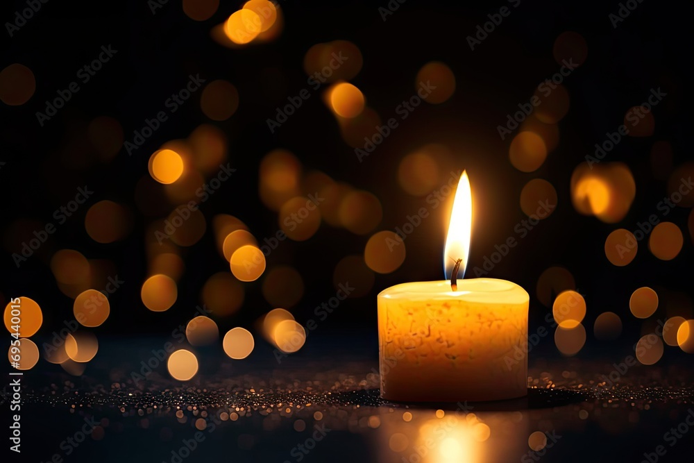 Night of illumination. Captivating image captures enchanting ambiance of candlelit night. Warm glow of candles against dark background creates cozy and serene atmosphere evoking feelings of peace Night of illumination. Captivating image captures enchanting ambiance of candlelit night. Warm glow of candles against dark background creates cozy and serene atmosphere evoking feelings of peace