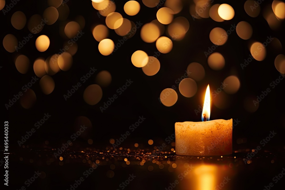 Night of illumination. Captivating image captures enchanting ambiance of candlelit night. Warm glow of candles against dark background creates cozy and serene atmosphere evoking feelings of peace Night of illumination. Captivating image captures enchanting ambiance of candlelit night. Warm glow of candles against dark background creates cozy and serene atmosphere evoking feelings of peace