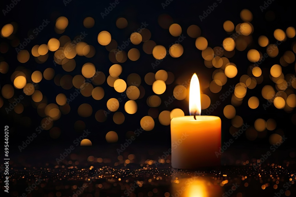 Night of illumination. Captivating image captures enchanting ambiance of candlelit night. Warm glow of candles against dark background creates cozy and serene atmosphere evoking feelings of peace Night of illumination. Captivating image captures enchanting ambiance of candlelit night. Warm glow of candles against dark background creates cozy and serene atmosphere evoking feelings of peace