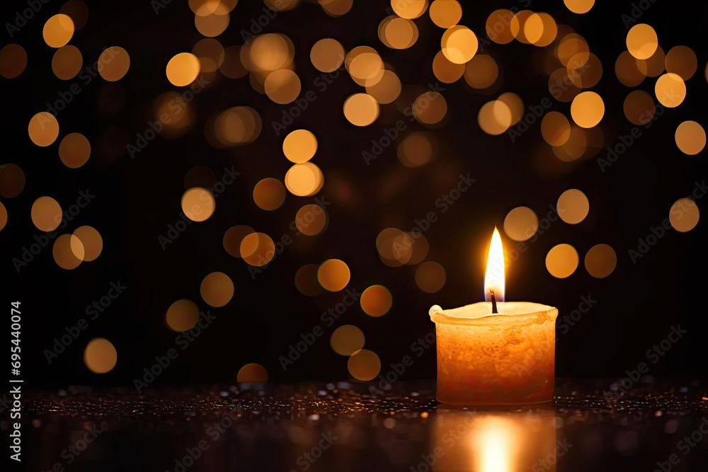 Night of illumination. Captivating image captures enchanting ambiance of candlelit night. Warm glow of candles against dark background creates cozy and serene atmosphere evoking feelings of peace Night of illumination. Captivating image captures enchanting ambiance of candlelit night. Warm glow of candles against dark background creates cozy and serene atmosphere evoking feelings of peace