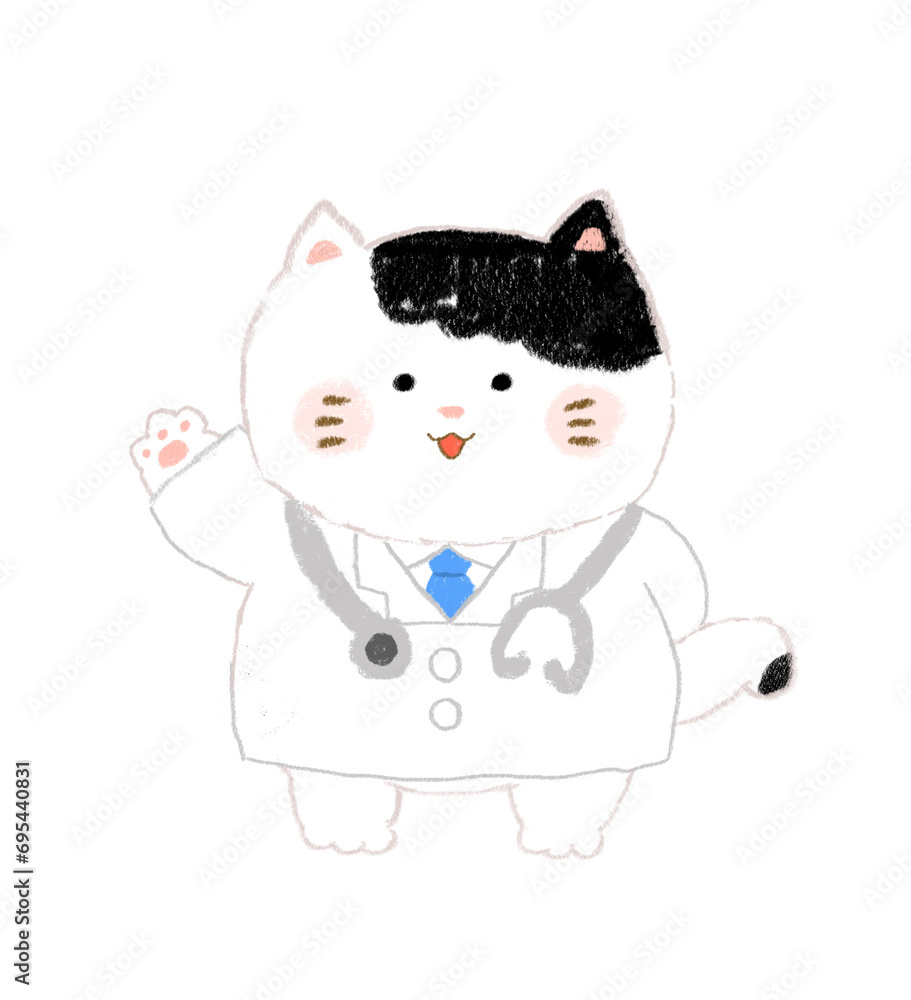 医者のねこ 手描きイラスト 医者のねこ 手描きイラスト