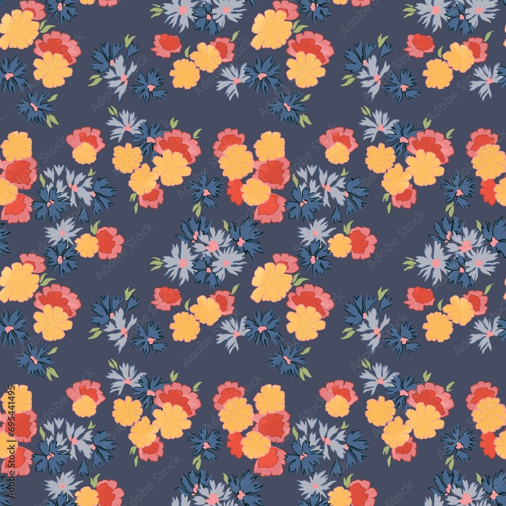 Floral liberty pattern. Plant background for fashion, tapestries, prints. Modern floral design perfect for fashion and decoration