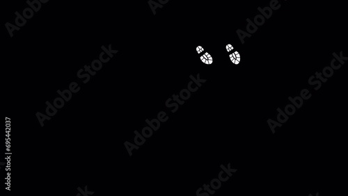 Boot prints moving in circle. Loopable 2d animation video. Motion graphics with alpha channel. photo