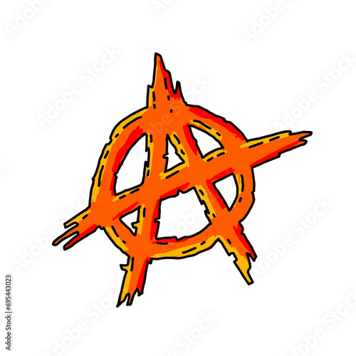 Anarchy. Letter A in the circle. Symbol of chaos and rebellion. Red brush icon.