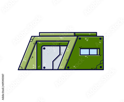 Military base. Army post. Protective building. Modern military camp. Flat cartoon isolated on white background