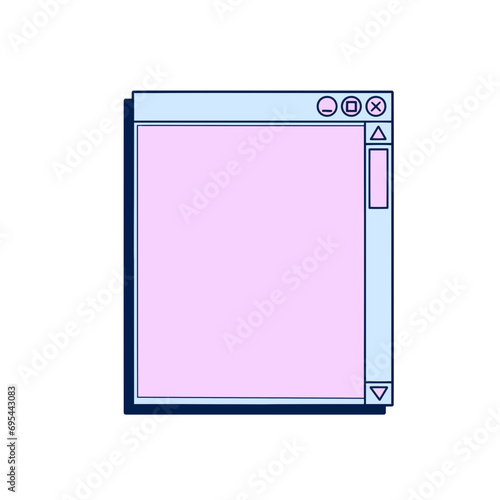 Retro vaporwave Y2K computer interface. Vintage old browser and dialog window template in 90s style.