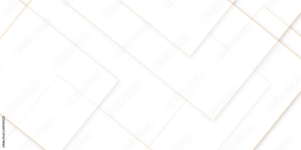 Abstract white background with square gold line shapes.	 - obrazy, fototapety, plakaty 
