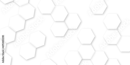 Abstract background with hexagons. Hexagonal structure futuristic white background and Embossed Hexagon, honeycomb white Background. hexagon concept design abstract technology background. 