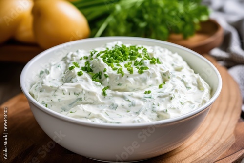 Savoring A White Bowl Of Sour Cream And Onion Delight