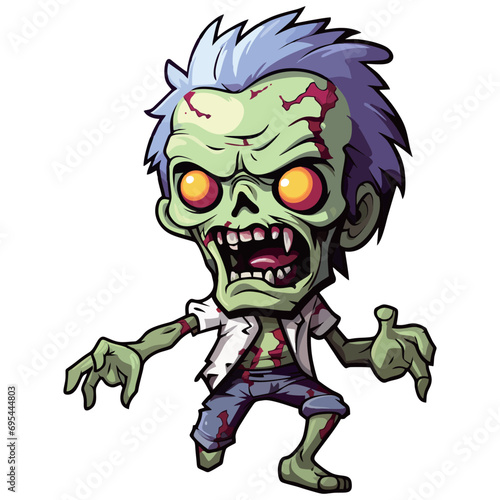 Spooky Smirk - This name focuses on the zombie's mischievous expression, suggesting a sticker design that showcases a cartoon zombie with a playful and spooky smirk. It captures the essence