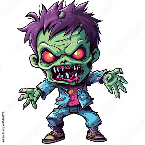 Cartoon Ghoul - By using the word "ghoul," this name emphasizes the supernatural and eerie nature of the cartoon zombie. It conveys a sticker design that captures the essence of a cartoon-style zombie