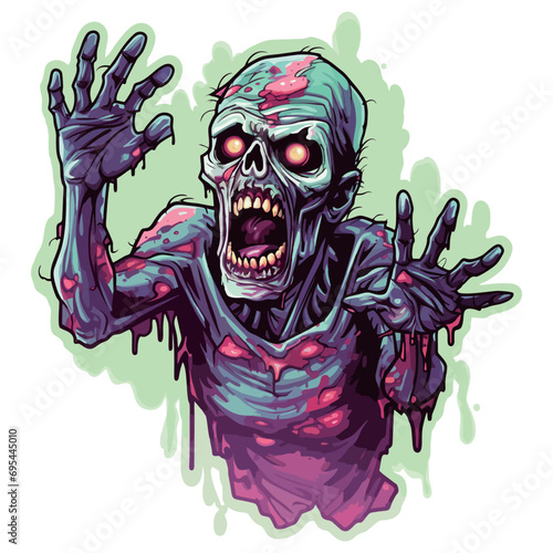 Red-Eyed Undead - This product name highlights the distinctive feature of the zombie's red eyes, while also referencing its undead nature. It suggests a sticker design that captures the essence