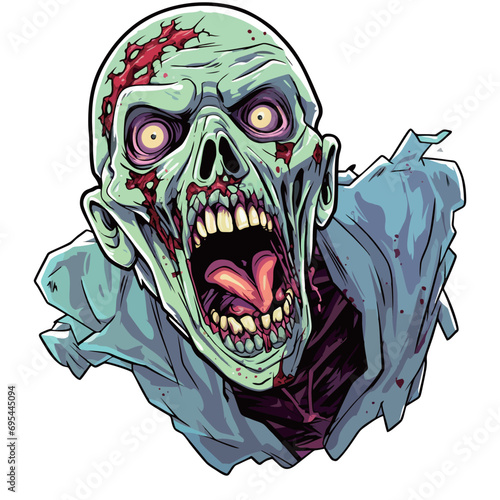 ZombieCartoon - A catchy name that combines the words "zombie" and "cartoon" to clearly convey the nature of the product, which is a sticker design featuring a cartoon-style zombie.
