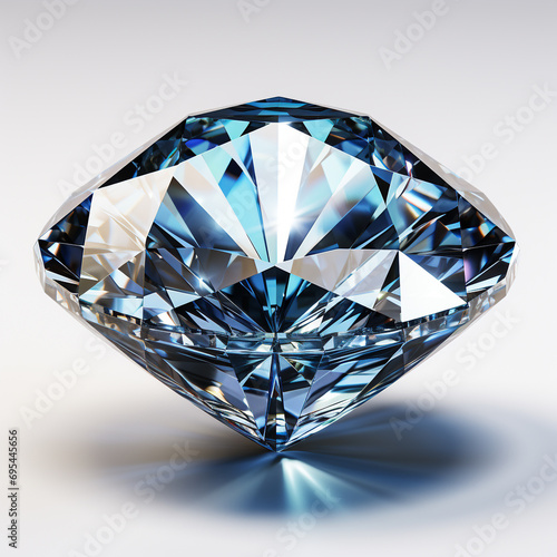 A diamond isolated on white background. The diamond has been cut into attractive shapes to increase its value.
