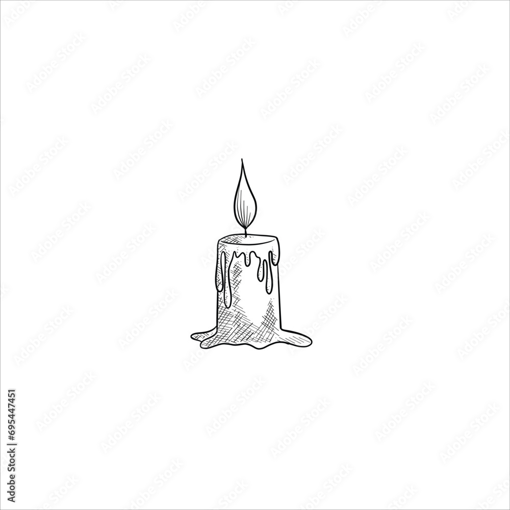 Obraz premium Hand drawn candles. Retro sketches isolated. Doodle line graphic design. Vector vintage black and white images. Vector illustration.