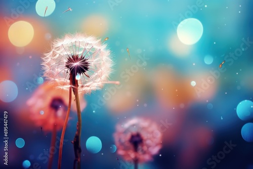  a close up of a dandelion on a blurry background with a blurry image of the dandelion in the foreground and a blurry background.