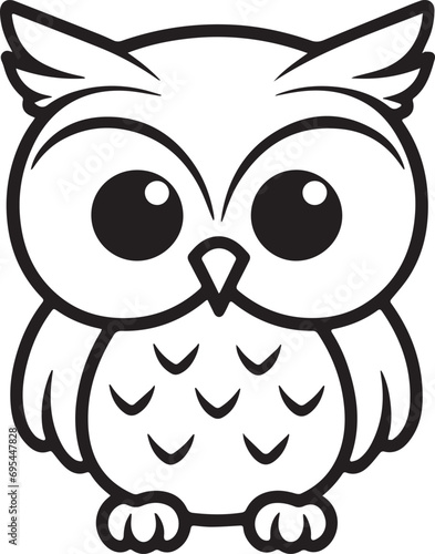 monochrome owl outline illustration