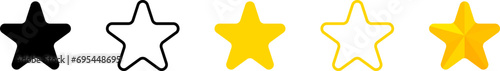 Gold star award. Five stars rating. 5-star quality rating icon. Five stars customer product rating review flat icon for apps and websites. Vector EPS 10 and PNG photo
