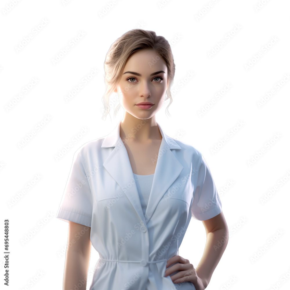 confident young female healthcare professional in a clinical setting on isoated background confident young female healthcare professional in a clinical setting on isoated background