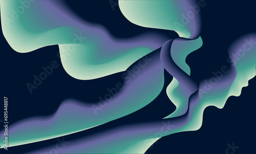 Abstract blue, purple, bright colors smooth waves on a black background. Dynamic sound wave, northern lights. Design element. Vector illustration.