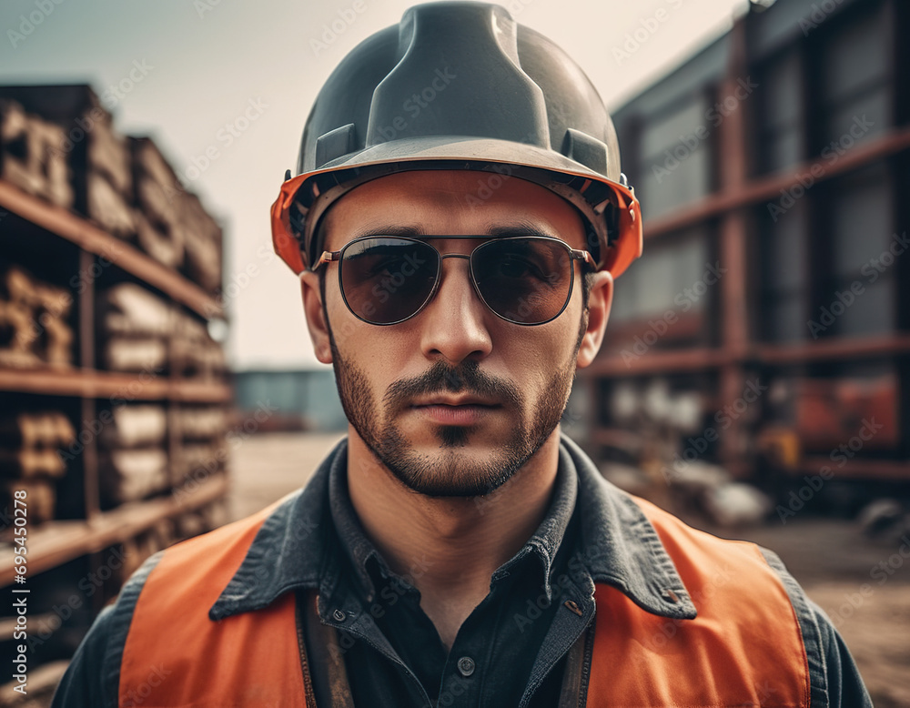 portrait of a worker in a helmet portrait of a worker in a helmet