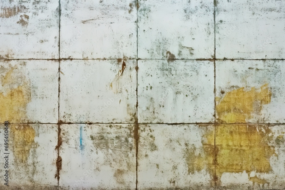 Captivating image showcases allure of aged and weathered textures on old grungy wall. Various elements including rust scratches and remnants of paint tell story of passage of time