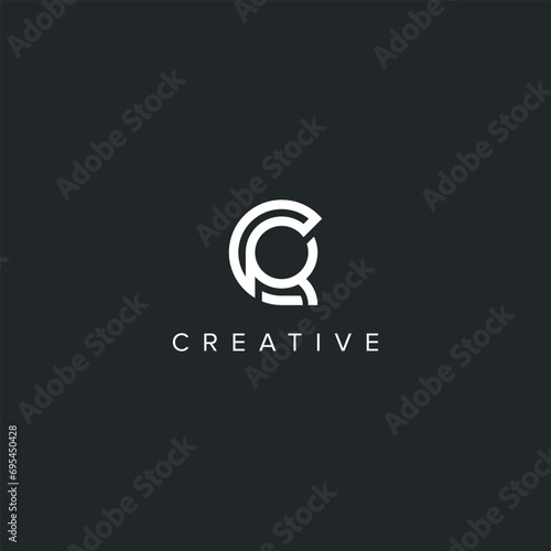 Alphabet CR RC letter modern style line logo element vector.