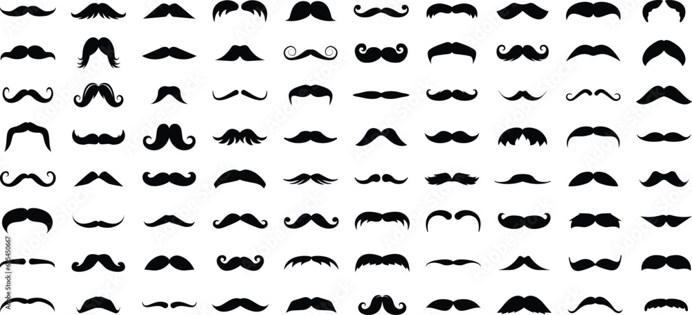 Mustache icon collection. Set of different man mustache icons. Hipster mustache icons. Mustache silhouette collection Mustache icon collection. Set of different man mustache icons. Hipster mustache icons. Mustache silhouette collection