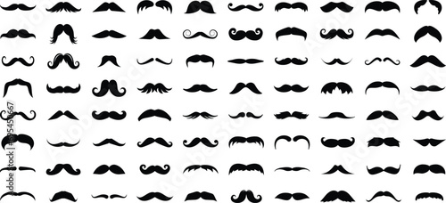 Mustache icon collection. Set of different man mustache icons. Hipster mustache icons. Mustache silhouette collection photo
