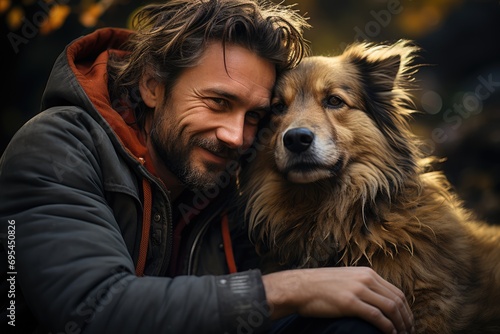 Canine Companions: Heartwarming Moments of Dogs Cuddling with Their Human Friends, Pet Bonding, Unconditional Love, Pet Ownership Joy, Furry Friendships, Affectionate Moments, Joyful Pet Parenting,  © hisilly