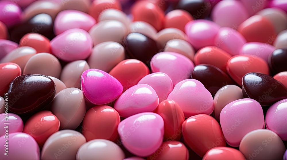 pink and red heart shaped candies in the style of detailed texture background pink and red heart shaped candies in the style of detailed texture background