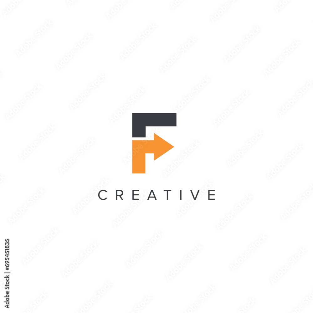 Abstract arrow logo with F letter vector template. Abstract arrow logo with F letter vector template.